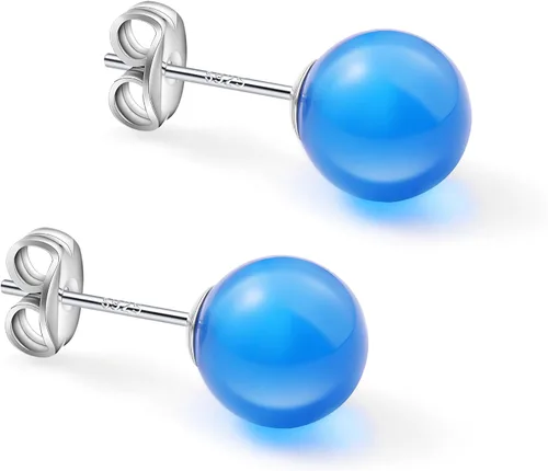 Miniatura 24 de Natural Stone Stud Earrings for Women 8mm Sterling Silver Genuine Gemstone Earrings Handmade Sterling Silver Crystal Stud Earrings for Women
