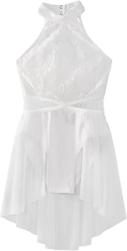 Miniatura 34 de Vestido de ballet lírico para niñas y niñas, sin mangas, encaje floral, leotardo contemporáneo, moderno disfraz de baile