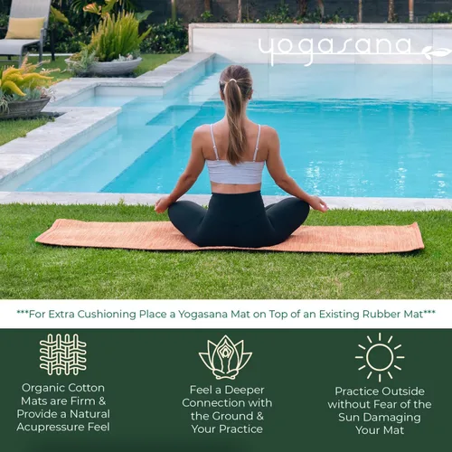 Miniatura 6 de Yogasana Esterilla de yoga de algodón orgánico, antideslizante, tejida a mano, plegable, alfombra de yoga que proporciona una excelente comodidad
