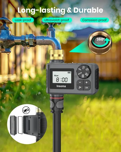 Miniatura 6 de 2 PCS Temporizador de Agua con Entrada de Latón, Temporizador de Aspersor de Agua con Retardo de Lluvia/Manual/Automático Riego por Goteo y Sistema