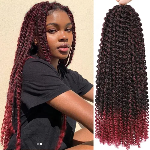 Miniatura 32 de Cabello Passion Twist de 24 pulgadas, 8 paquetes de cabello Passion Twist de ganchillo para mujeres, cabello trenzado Passion Twists largo bohemio