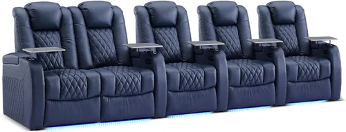 Miniatura 24 de Weilianda Asientos de Cine en Casa de Cuero de Grano Superior Silla Reclinable con Reposacabezas Eléctrico y Reclinación Asientos de Película Sofá