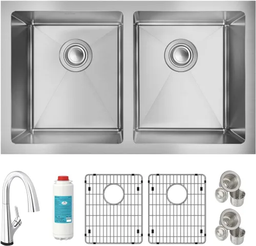 Miniatura 16 de Elkay EFRU311610T Crosstown - Fregadero de cocina de acero inoxidable de 32 1/2" bajo montaje, cuenca única - Acero inoxidable