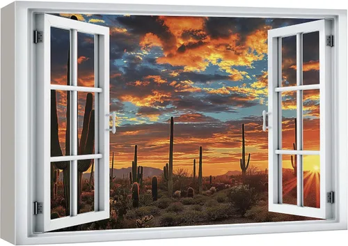 Miniatura 29 de wall26 - Cuadro en lienzo para pared, vista de ventana, río neón turquesa, rápido, bosque, lago, arroyo, naturaleza salvaje, fotografía, realismo