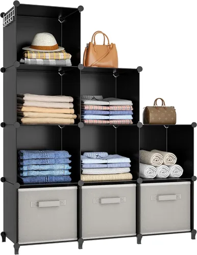 HOMIDEC - Organizador de armario de 9 cubos, estantes de almacenamiento portátiles de armario, organizador de almacenamiento para percheros de ropa