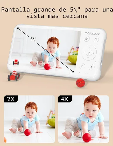 Miniatura 4 de Momcozy Monitor de bebé con 2 cámaras de 5 pulgadas, 1080P, pantalla dividida, video, monitor de bebé con cámara y audio, sin WiFi para seguridad