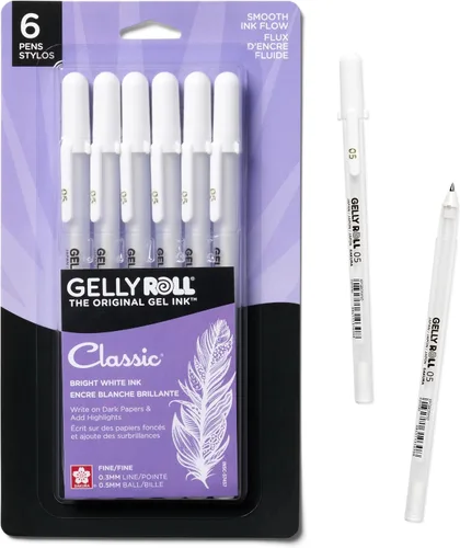Miniatura 7 de SAKURA - Bolígrafos de tinta gel Gelly Roll - Puntas medias y gruesas para diario, arte o dibujo - Tinta blanca clásica - Puntas de tamaños variados