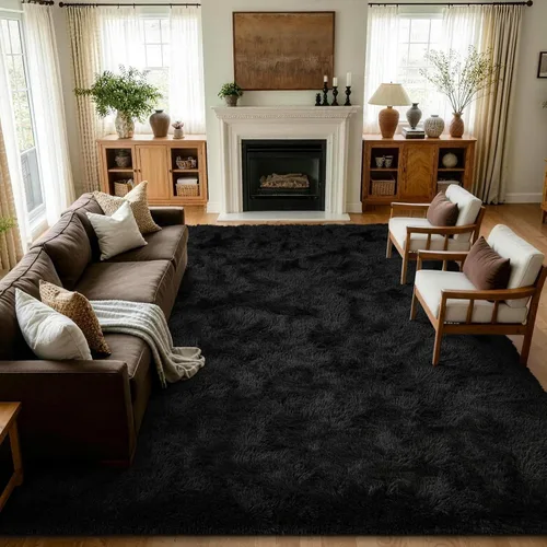 Miniatura 104 de Noahas Alfombras de Área Grandes y Esponjosas de 5x8 pies para Sala de Estar y Dormitorio, Alfombra Gruesa de Pelo Largo Beige y Blanca, Alfombra