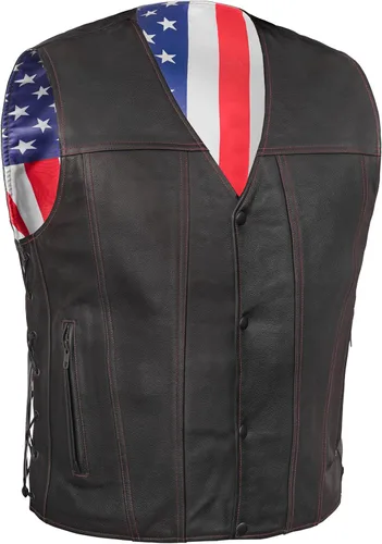 Daniel - Chaleco de motociclista inteligente para hombre con diseño único de bandera de Estados Unidos, chaleco de cuero para motocicleta con