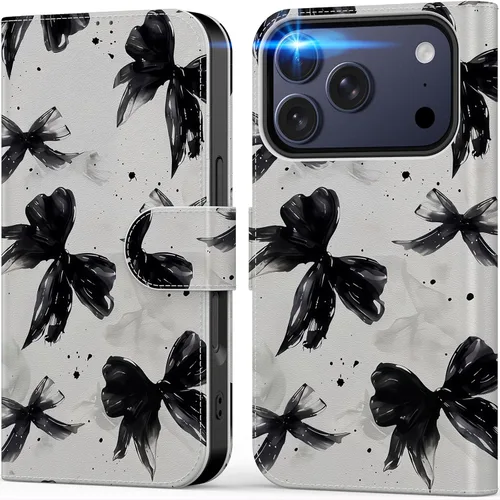 Miniatura 40 de DEENAKIN Funda tipo cartera para iPhone 15 con tarjetero + clip para efectivo, bloqueo RFID, protección contra caídas de grado militar y obras