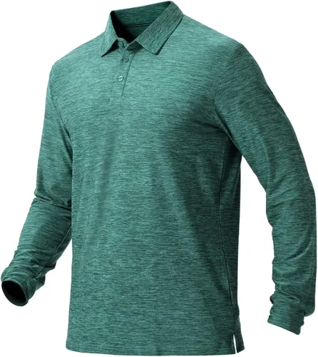 Miniatura 58 de NAVISKIN Camisas polo de manga larga para hombre, camisas de golf con cuello UPF 50 SPF para hombre, secado rápido, absorbe la humedad