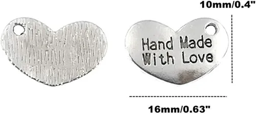 Miniatura 3 de Colgante hecho a mano con dije de amor, en forma de corazón, con mensaje de palabra, para hacer joyas (50 unidades, tono plateado antiguo), Zinc