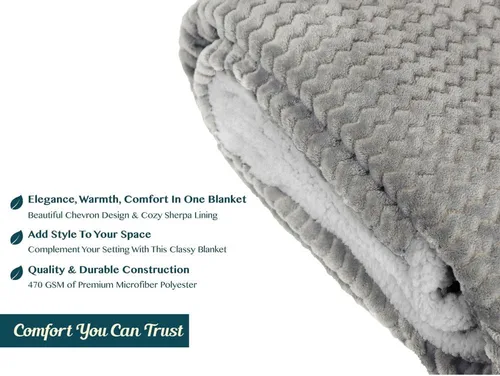 Miniatura 5 de PAVILIA manta de forro polar sherpa prémium, suave, acolchada, reversible, cálida y acogedora de microfibra lisa para sofá Gris