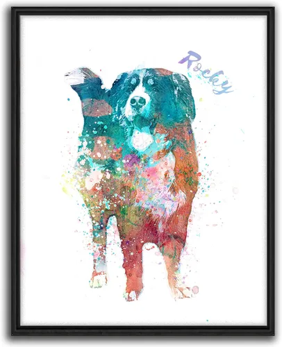 Miniatura 12 de Personal-Prints Regalo de arte personalizado para pared de perro, impresión artística moderna personalizada única de estilo acuarela La raza