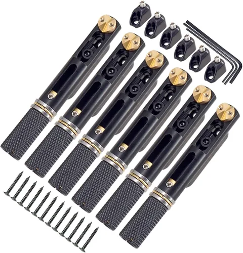Miniatura 4 de Puente de guitarra sin cabeza de metal con tuerca y llave, puente fijo para guitarra, puente individual para guitarra eléctrica sin cabeza, puente