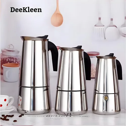 Miniatura 7 de Olla de café Moka de acero inoxidable, cafetera Moka para estufa, percolador de café, cafetera italiana, preparación de café cubano, cafetera Greca