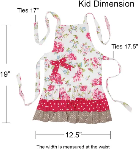 Miniatura 5 de Wrapables Delantal con volantes y rosas para madre e hija para hornear, cocinar y hacer manualidades, niño