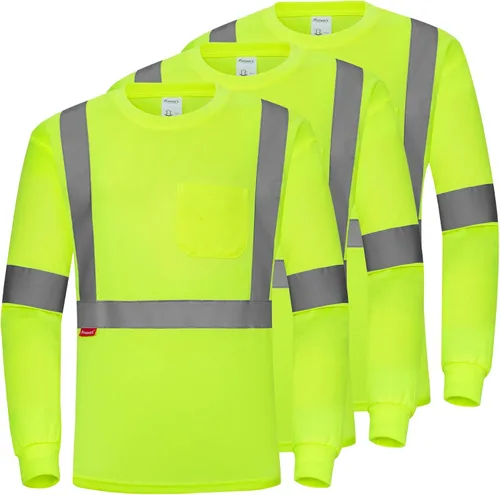 Miniatura 24 de ProtectX Camisas de manga larga de alta visibilidad, camiseta de seguridad reflectante de alta visibilidad para hombres y mujeres, camisa de Azul