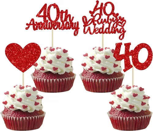 Miniatura 9 de Gyufise 24 adornos plateados para cupcakes de 25 aniversario, boda, aniversario de 25 años, decoración de pastel de corazón para 25 decoraciones