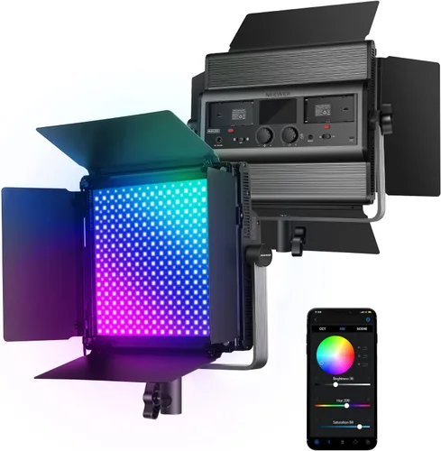 NEEWER RGB1200 Panel de iluminación de vídeo LED RGB con control APP/2.4G, iluminación de fotografía de estudio de 60W 22000Lux@0.5m/1% de
