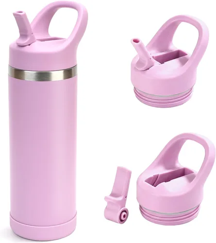 Miniatura 16 de Hydraful Botella de agua para niños de 12 onzas con tapa de pajilla, botella de acero inoxidable aislada al vacío, botella de agua deportiva sin BPA