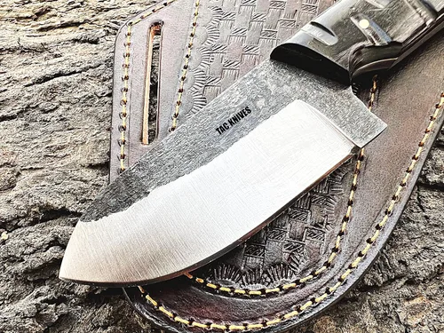 Miniatura 3 de TAC KNIVES Cuchillo de caza de hoja fija de espiga completa de 7 pulgadas en funda de regalo para él Cuchillo de supervivencia de acero de alto
