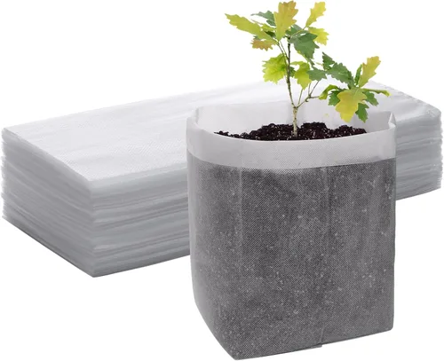 Miniatura 24 de Greaner 100 bolsas de cultivo de vivero grandes, 7.8 x 8.6 pulgadas, bolsa de cultivo de plántulas de tela biodegradable no tejida, bolsas