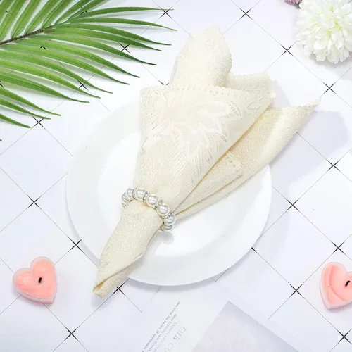 Miniatura 7 de 50 servilleteros de perlas – plata elástica estirada con diamantes de imitación de serviette hebilla de resorte con cuentas para fiesta de Acción