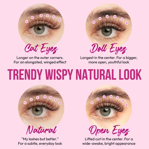 Miniatura 4 de Extensiones de pestañas individuales en racimo Wispy DIY 96 piezas 20D C Curl 0.07 9-16mm longitudes mixtas - Extensiones de pestañas voluminosas