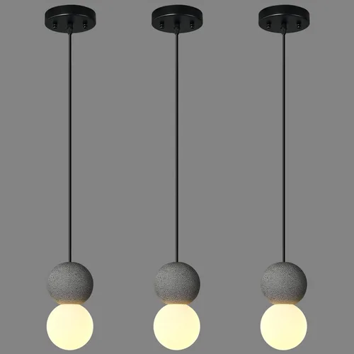 Miniatura 10 de Lámpara colgante con hormigón y metal negro lineal moderno industrial colgante de cemento colgante iluminación isla de cocina para dormitorio