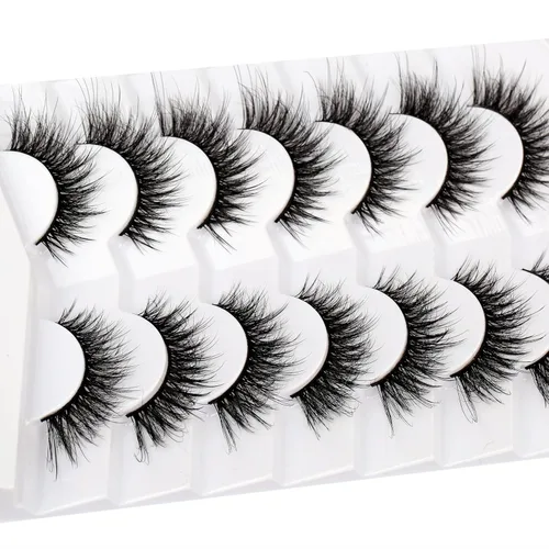 Miniatura 610 de Pooplunch - Pestañas postizas finas de visón sintético, estilo ojo de gato, naturales, cruzadas, tipo racimo, efecto 8D de volumen, tiras
