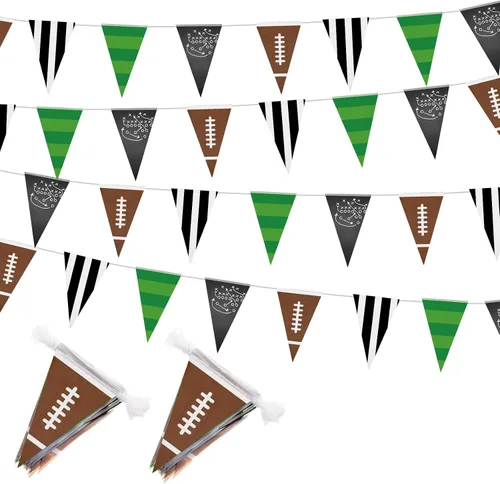 Miniatura 7 de VitalCozy 4 banderines de béisbol de 131 pies, decoraciones de fiesta, banderas triangulares de béisbol, banderines para pelota estadounidense