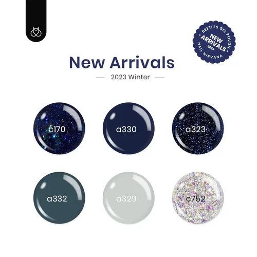 Beetles - Juego de esmaltes de gel azul, esmalte de uñas de gel plateado azul marino oscuro con purpurina, 6 colores, lámpara UV para remojar uñas,