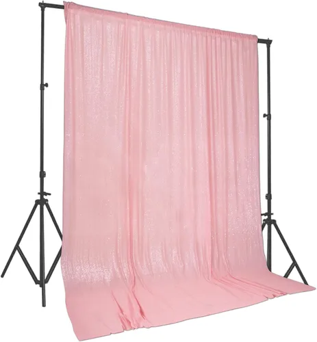 Miniatura 12 de PartyDelight - Fondo de lentejuelas rosa intenso de 6 pies x 8 pies para fotografía, cortina de bodas y eventos especiales Rosa encendido