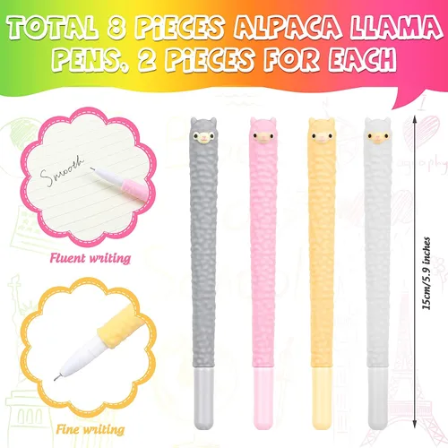 Miniatura 2 de Tenare Lama - Bolígrafos de tinta de gel de alpaca, 20 unidades, diseño de animales lindos kawaii, color negro, 0.020 in para niños