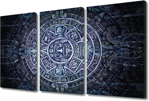 Miniatura 8 de Arte de pared de 3 piezas, pintura en lienzo del Día de los Muertos, Bailarín azteca, impresión sobre lienzo, festival mexicano, obra de arte