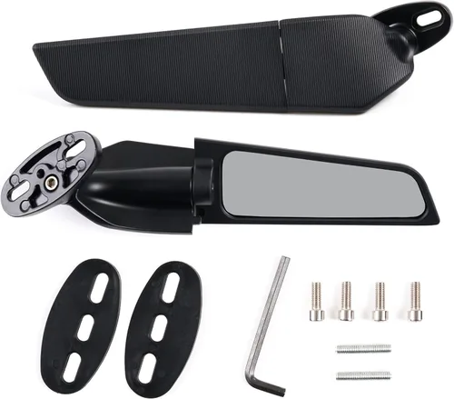 Espejos retrovisores para motocicleta, espejos laterales ajustables y giratorios, compatibles con Honda Kawasaki Suzuki Yamaha - Espejo de ala