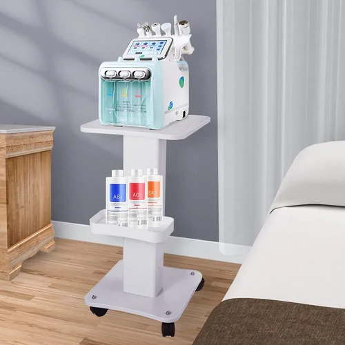 Miniatura 5 de Carrito de esteticista con ruedas, soporte de aluminio para máquina de belleza de spa, carga de 135 libras, carrito rodante de 3 niveles