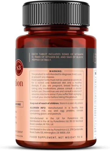 Miniatura 3 de Alta absorción 5HTP 300mg x 90 tabletas - 3 meses de suministro. con vitamina C, B6 y extracto de pimienta negra
