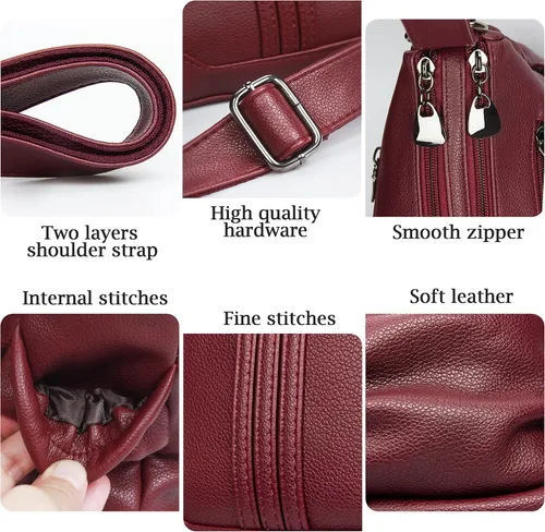 Miniatura 5 de Bolso bandolera de piel sintética suave para mujer, bolso cruzado con múltiples bolsillos, bolso cruzado mediano espacioso a la moda con asa superior