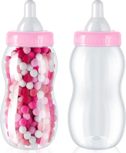 Miniatura 14 de Tessco for you - 2 botellas grandes de leche para bebé, rellenables, alcancía, contenedor de plástico para juegos y revelación de género, Blanco