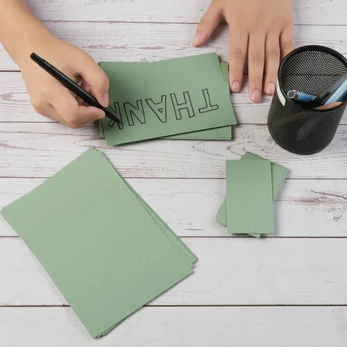 Miniatura 4 de Paquete de 100 tarjetas pesadas en blanco de cartulina verde salvia, papel grueso de 92 libras para invitaciones, tarjetas de felicitación