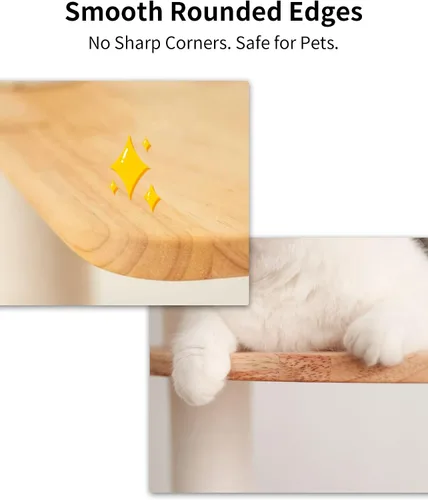 Miniatura 8 de Árbol de madera para gatos grandes, torre moderna para gatos de 62 pulgadas de alto con casita y postes rascadores, fácil de limpiar, de alta