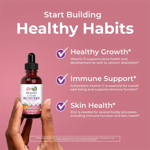 Miniatura 5 de MaryRuth Organics Multivitamínico con hierro para bebés USDA Organic Gotas líquidas para bebés de 6 a 12 meses Apoyo inmunológico y bienestar