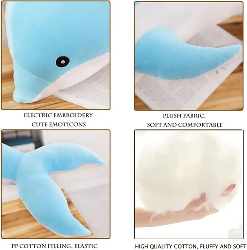 Miniatura 4 de Somao Animales de Peluche Delfín Almohada de Peluche Súper Suave Juguetes de Peluche de Animales Marinos Muñecas para Niños y Niñas Cojín para Azul