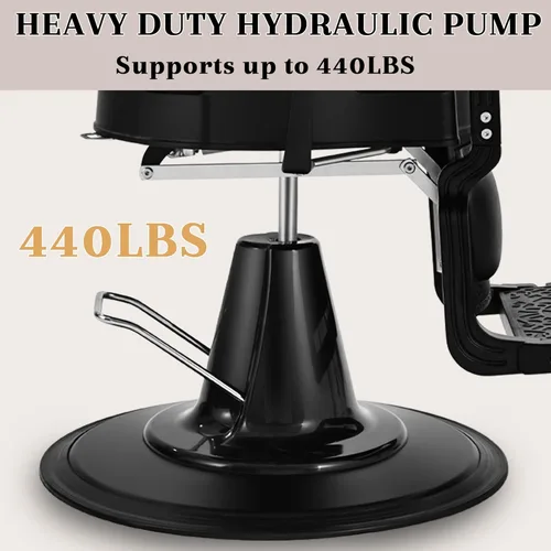 Miniatura 7 de Sillas de peluquería negras para peluquería, silla reclinable hidráulica de alta resistencia para estilista, champú multiusos para belleza, spa