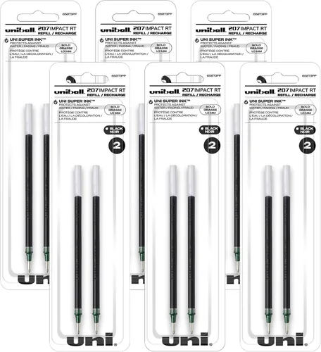 Miniatura 2 de uni-ball Gel Uni-Ball Impact RT - Recambios de bolígrafo retráctil, punta gruesa, tinta negra, paquete de 2, 6 paquetes