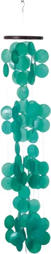 Miniatura 8 de Campanillas de Woodstock Chimes Colección Asli Arts, Cascada Capiz, Campanillas de viento de Capiz Azure de 40'' para exteriores, patio, hogar