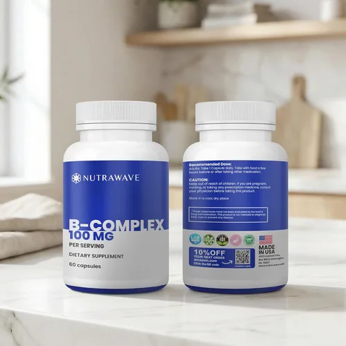 Miniatura 11 de Nutra Wave Super B Complex Vitaminas para mujeres y hombres, alta potencia B1 B2 B3 B5 B6 B7 B9 B12 con colina y mio-inositol, energía y apoyo