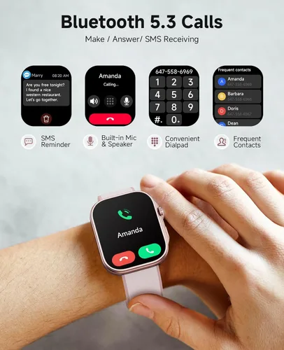 Miniatura 5 de Reloj inteligente para mujer, monitor de presión arterial, frecuencia cardíaca, oxígeno en sangre, sueño, rastreador de actividad impermeable 3ATM